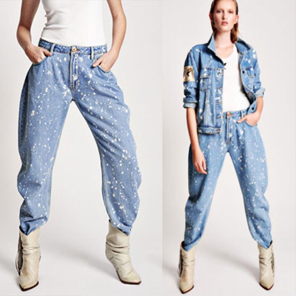 One Teaspoon Paint Splatter Crusaders Tapered Barrel Jeans Size 27